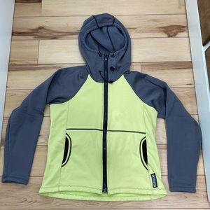 Melanzana - Women’s Yellow and Grey Hooded Fleece Jacket - Size Medium